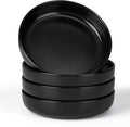 E-far Stoneware Pasta Bowls Set of 4, 35oz Double Reactive Black Glaze | Wide & by E-far