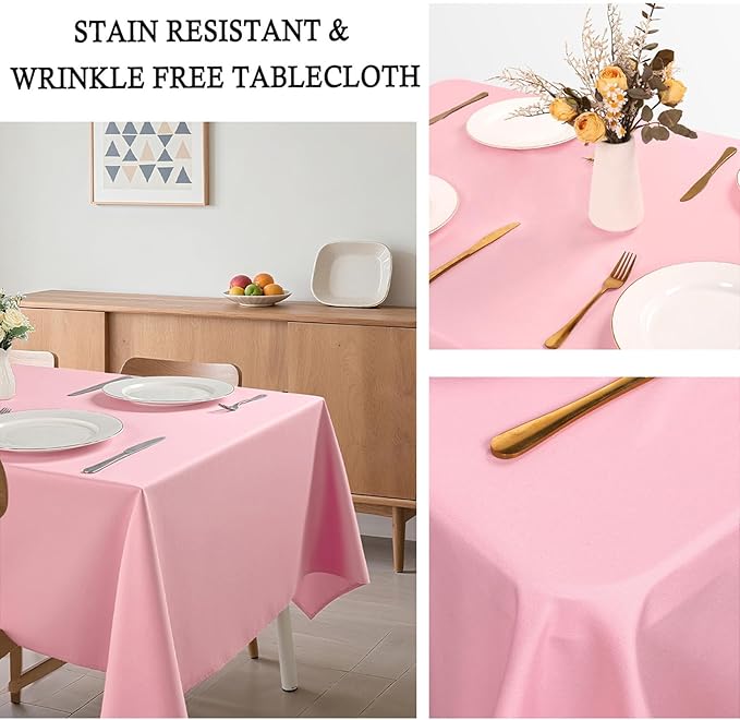 8 Pack Pink Tablecloth 60 x 126 Inch Rectangular Valentine’s Day Table Cloth for 8 Foot Rectangle Tables, Wrinkle Resistant Washable Fabric Polyester Table Covers for Wedding Party Banquet Buffet