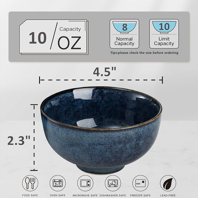 ZOOFOX Set of 8 Small Bowls, 10 Ounce Ceramic Bowls - Image 2