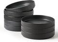 famiware Star 8.25" Pasta Bowls Set of 8, Bowl Plates, Matte Dark Charcoal | by Famiware