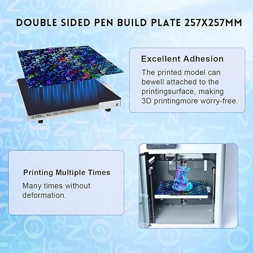 Smooth Pen Build Plate for Bambu Lab A1/X1C/X1/X1E/P1S/P1P，Flexible Digit+Letter Pen Spring Build Plate 257x257mm for Bambu Lab 3D Printers Build Plate
