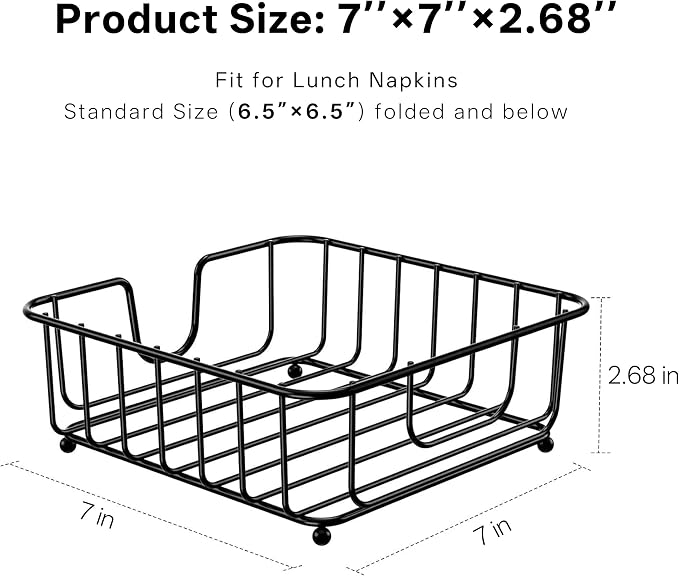 Napkin Holder for Table, Napkin Holders for Paper Napkins, Flat Metal Black - Image 2