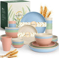40PCS Dishes Set, Kids Plates and Bowls Set, Unbreakable Dinnerware Set | Wheat by WROVA
