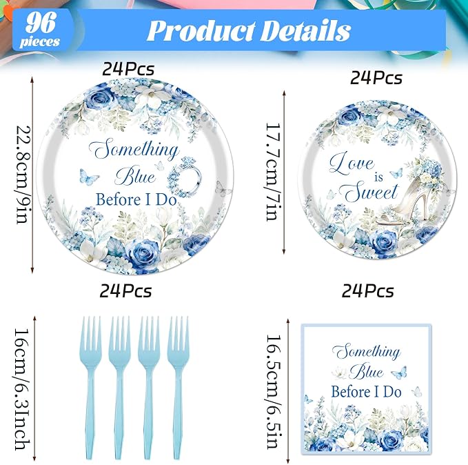 Rakuto Something Blue Bridal Shower Decorations, Before I Do Decor - Image 2