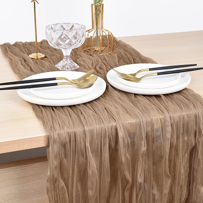 Coffee Cheesecloth Table Runner Cheese Cloth Wedding Birthday Party Decor | - Image 3