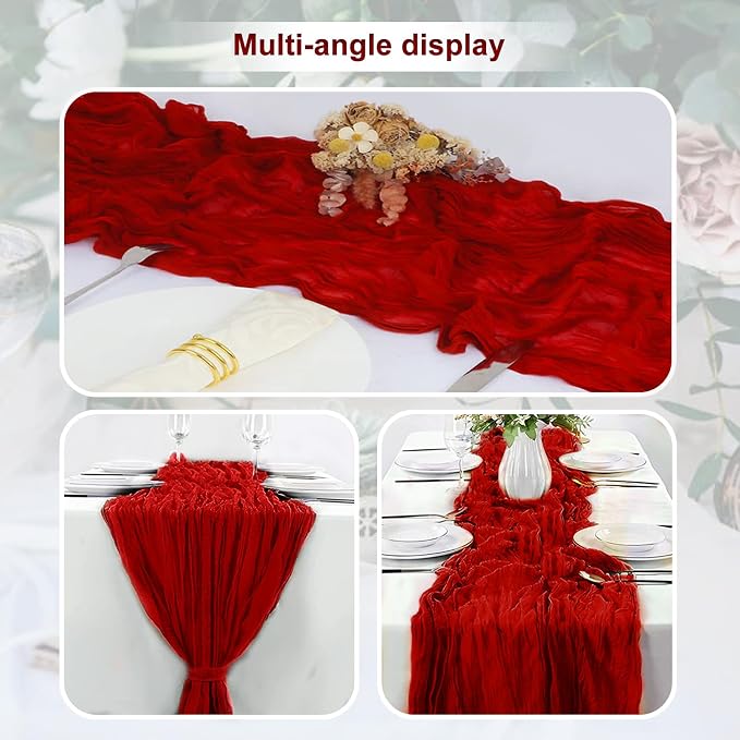 6 Pack Burgundy Cheesecloth Table Runner 35x120 Inch 10Ft Rustic Gauze Cheese - Image 5