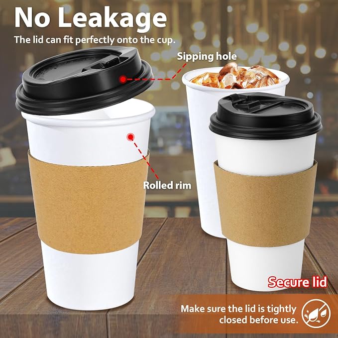 Clawsoff 50 Pack 16 oz Disposable Coffee Cups - Image 3