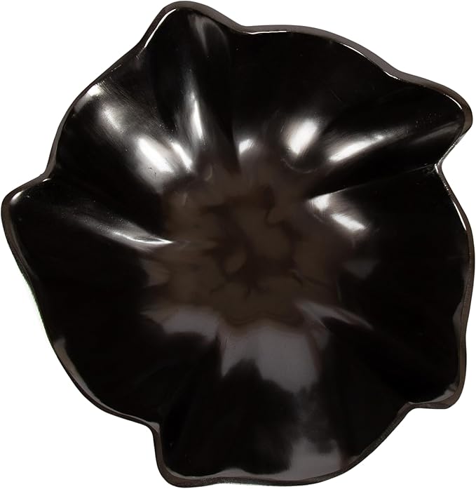Kate and Laurel Flutte Scalloped Decorative Metal Serving Bowl, 10 x 10 x 3, Black Nickel, Modern Wavy Fruit Bowl for Kitchen Counter or Use as Tabletop Storage for an Entryway Table