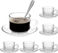 Glass Tea Cups and Saucers Set of 6, Dishwasher & Microwave Safe Teacups by GURUDAR
