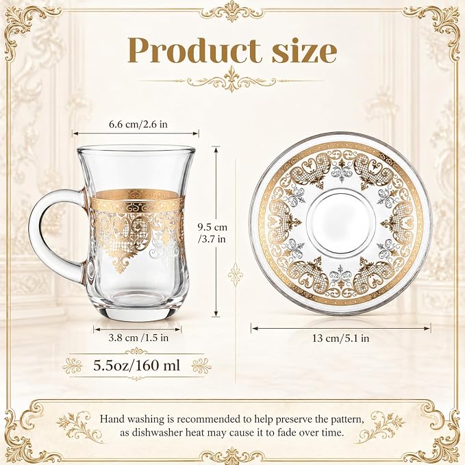 Geetery 6 Set Turkish Tea Glasses - Image 3