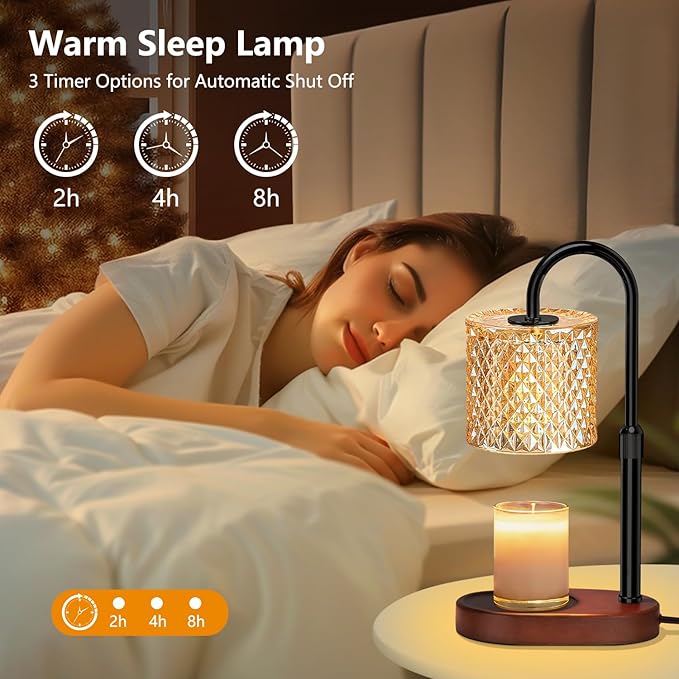 Electric Candle Lamp Warmer with Timer Dimmer Adjustable Height,Gifts for Women and Men,Vintage Home Decor