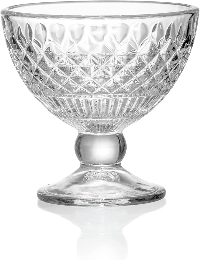 Red Co. Classic Footed Dessert Cups, Premium Crystal Clear Glass Ice Cream Bowls - Perfect for Parfait Fruit Salad or Pudding, Set of 6, 9 OZ