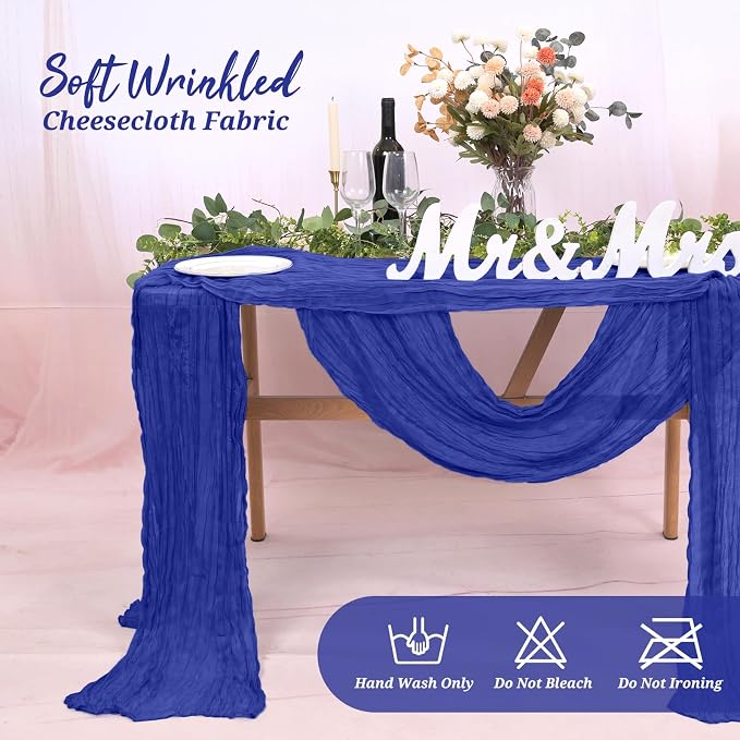 Pesonlook Cheesecloth Table Runner Royal Blue, 10 Pack 17.7x108 inch, Long | - Image 8