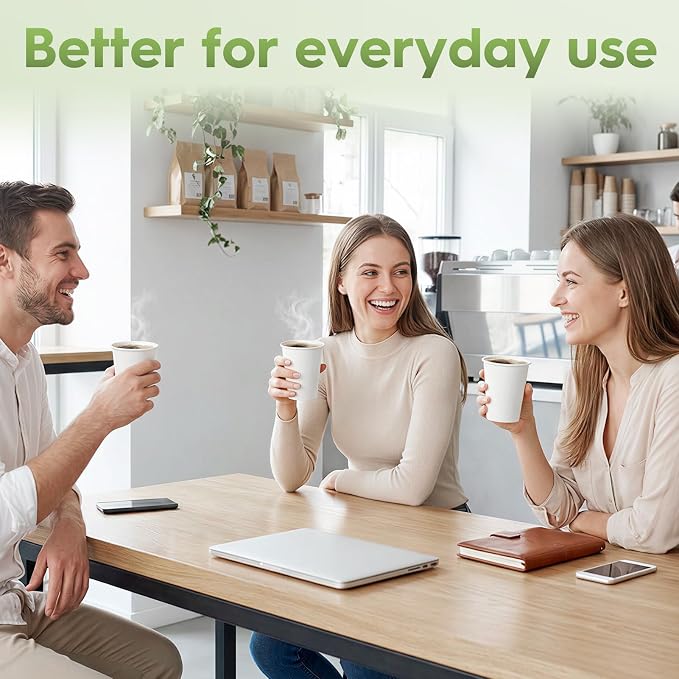 Glotoch Express Paper Cups 12 oz 300 Pack Leak-Proof Disposable Coffee Cups | - Image 7