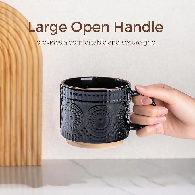 GBhome 12OZ Stackable Coffee Mugs, Ceramic Coffee Mugs - Image 4