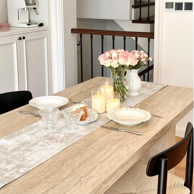 Beige Table Runner, Waterproof Thick Table Runners 48 Inches Long, Farmhouse - Image 3