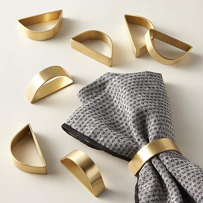 Cuff Brushed Gold Napkin Rings Set of 4, Modernist Napkin Ring Holder by wonlex