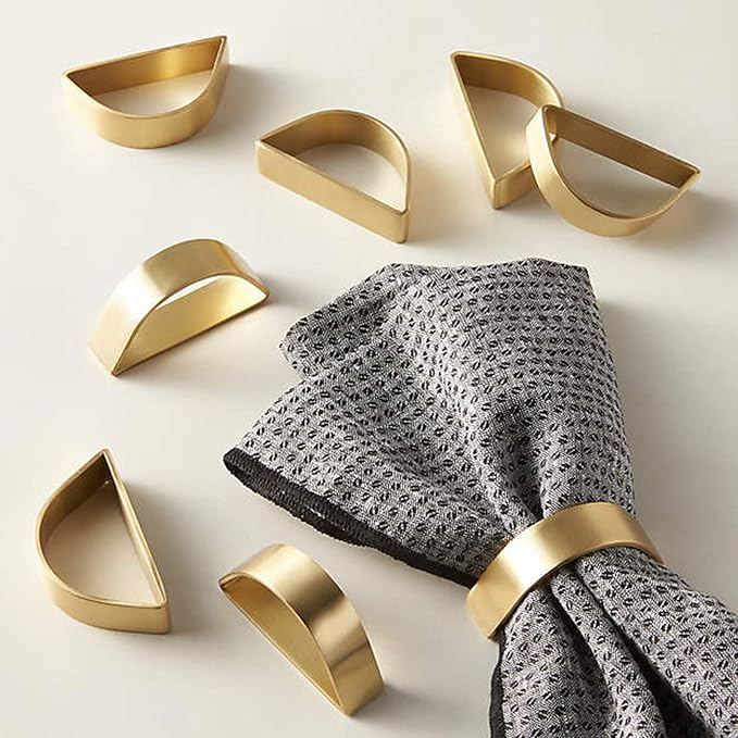 Cuff Brushed Gold Napkin Rings Set of 30, Modernist Napkin Ring Holder by wonlex