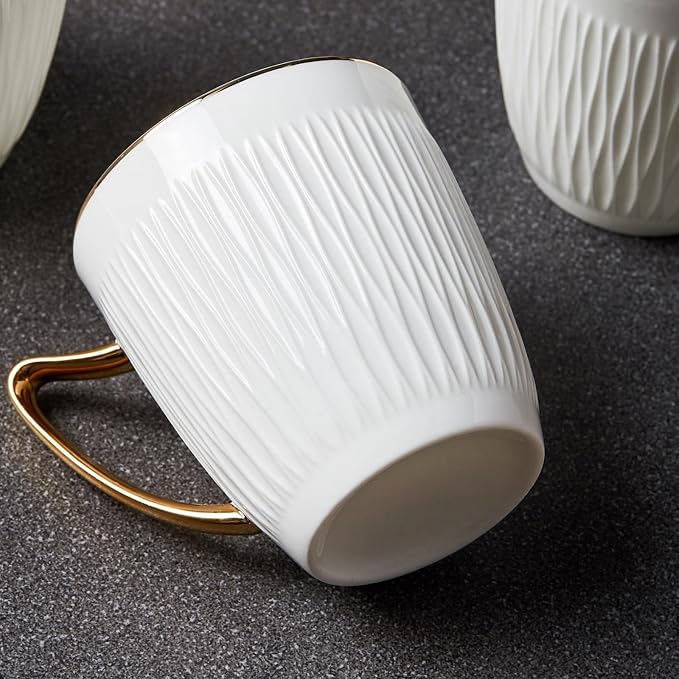 Luxury Bone China Coffee Mug Set of 2, 8oz Lightweight White Fine Bone China - Image 7