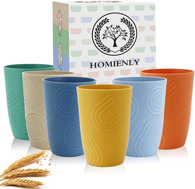 Homienly Wheat Straw Cups Unbreakable Plastic Cups Reusable Drinking Cups by HOMIENLY