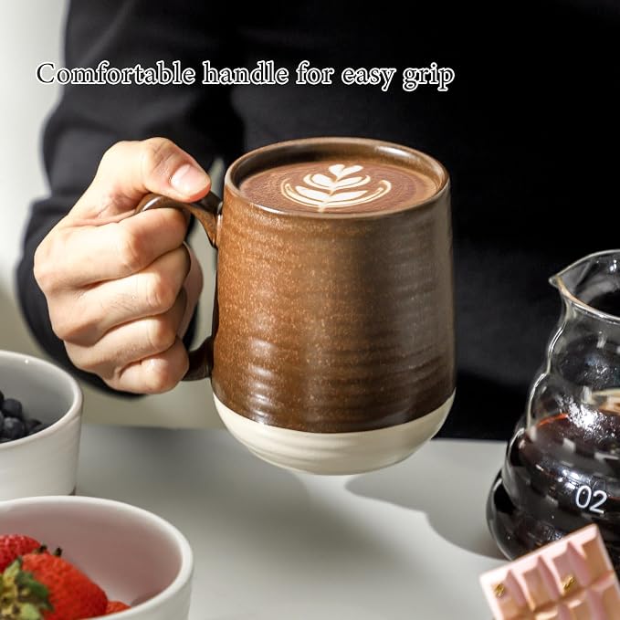 HASENSE Ceramic Coffee Mug Set of 4, 15 oz Coffee Cups - Image 4