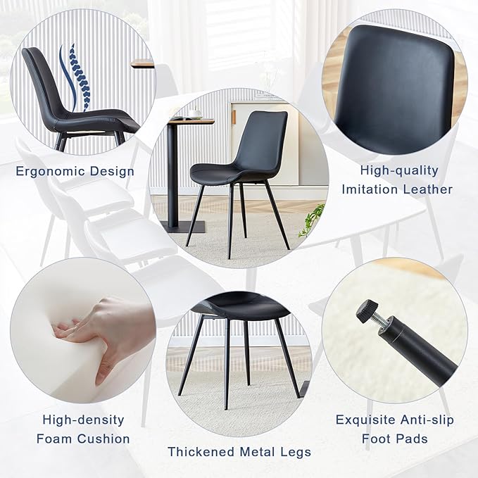 Extendable Dining Table Set for 4, 55'' to 78.8'' Rectangular Thickened Sintered Stone Kitchen Table with 4 Upholstered Chairs, Modern Space Saving 5-Piece Dinner Table Set