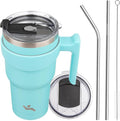 Konokyo 30 oz Tumbler with Handle and Straw, Insulated Travel Mug | Turquoise; by Konokyo