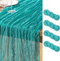 DeZerlor Teal Green Cheesecloth Table Runners 4 Pack Summer Boho Runners | by DeZerlor
