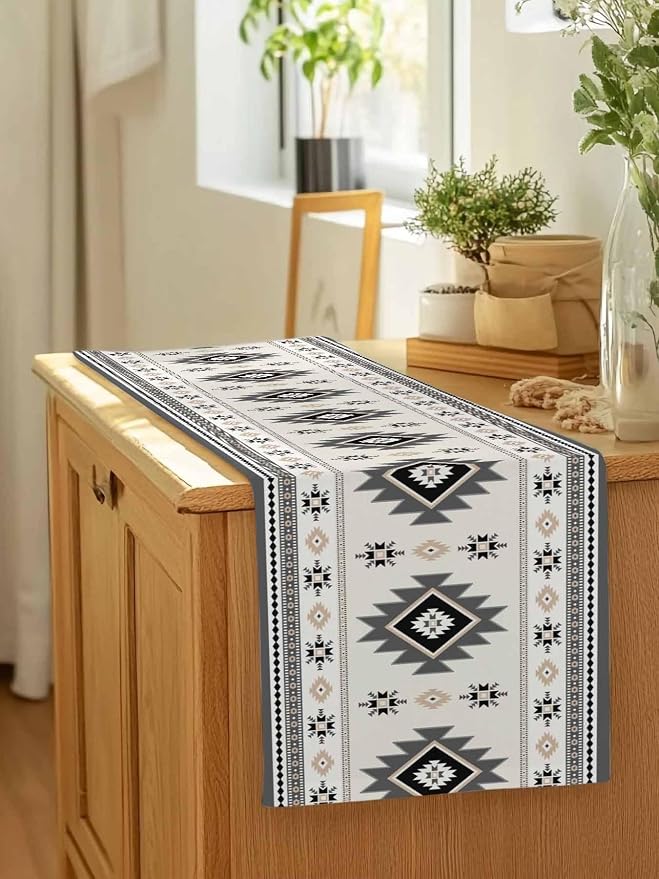 Boho Table Runners 36 Inches Long, Abstract Southwestern Kitchen Dining Tables - Image 7