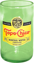 Topo Chico Drinking Glasses Green 8 Fl Oz Fire Polished Smooth Rim Upcycled (Set of 2) Gift - Glassware Sets - Glass Tumbler - Water Cocktail Wine Whiskey Tequila Glass - Cup - Drinkware