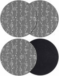 White Lines Coasters Set of 4, Vintage Abstarct Minimalist Art Gray Soft by PIEPLE