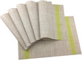Gugrida Luxury Green Placemats Set of 6 Crossweave Woven Vinyl Placemat for Dining Table Kitchen Table Mats