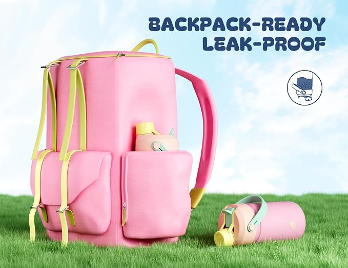 12 oz Kids Steel Water Bottle for School: 2-in-1 Straw Spout Lid, Cold 24H - Image 6