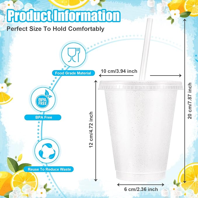 24 Pcs Plastic Tumblers with Lids and Straws, Reusable Cups with Lids Plastic - Image 3