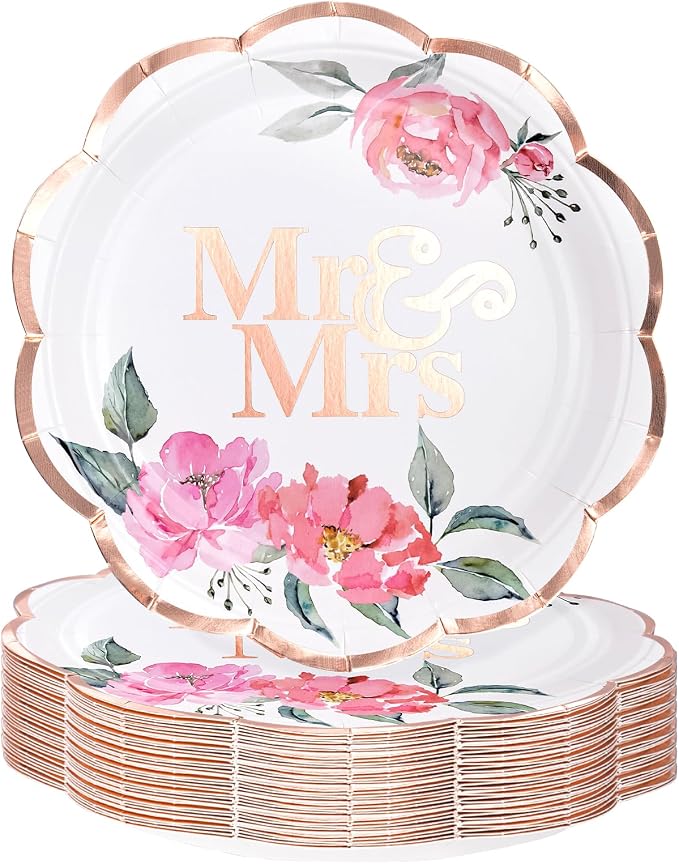 WRAPAHOLIC 25Pcs Wedding Paper Plates by WRAPAHOLIC