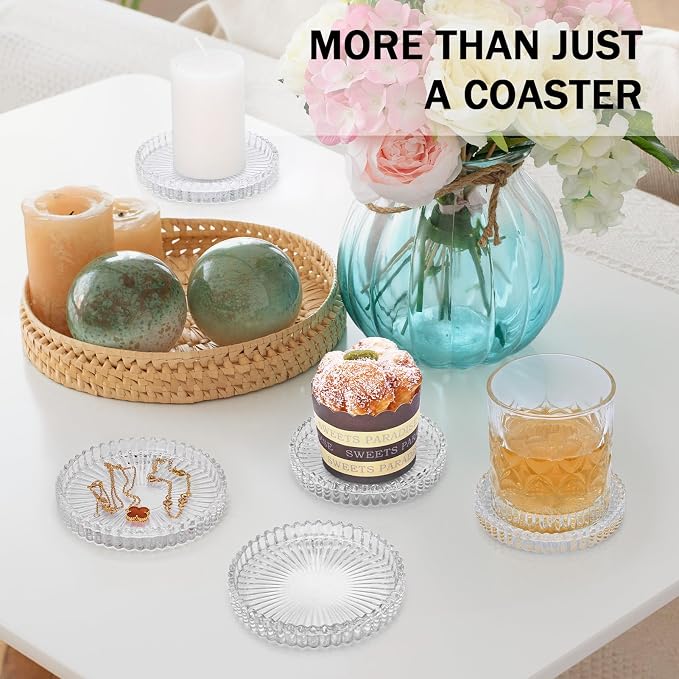 Modern Clear Glass Coasters Set of 6, Cute Coasters Table Mats - Image 5