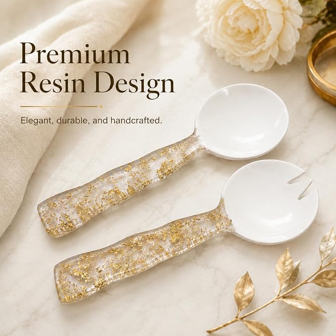 Salad Servers, Resin Salad Tongs, Long Handle Salad Server Set - Image 6