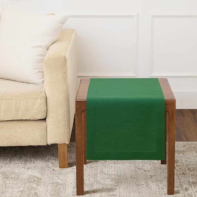 Solino Home 100% Pure Linen Table Runner Pine Green Woven, Fete 14 x 36 in | by SolinoHome