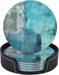 SEPTYK Turquoise and Grey Art Artwork Pattern Coasters by SEPTYK