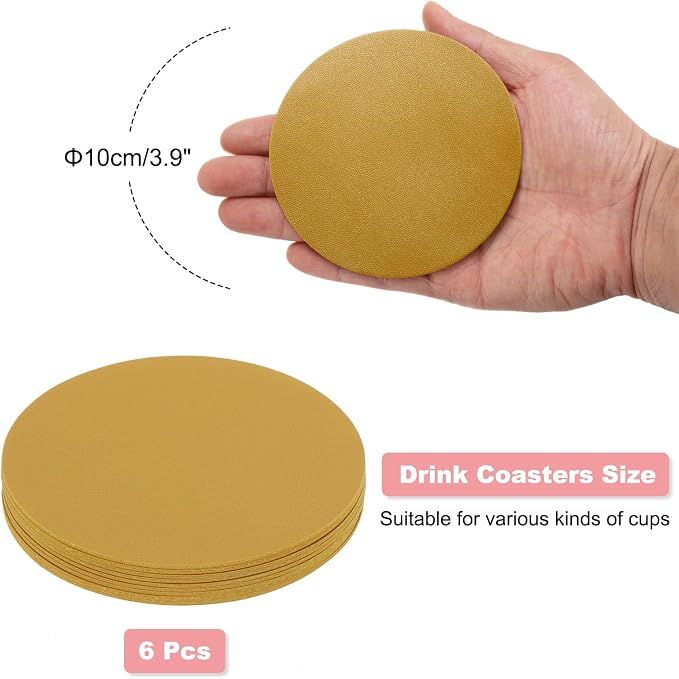 uxcell Round Drink Coasters Set of 6 Dual Sided Non-Slip Non-Stick Waterproof - Image 2