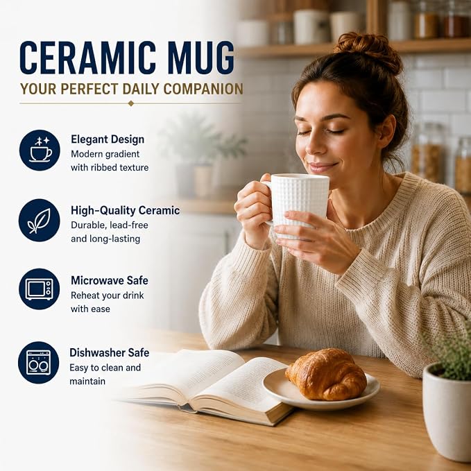 Large Coffee Mug, 20 oz White Coffee Mugs, Ceramic Coffee Cup - Image 2