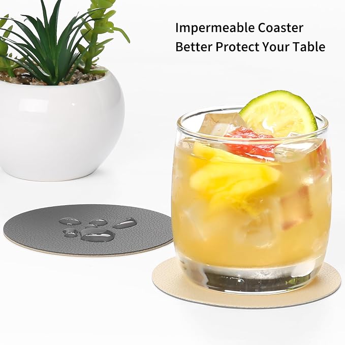 Faux Leather Drink Coasters - Image 2