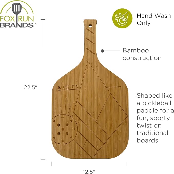 Fox Run Your Serve Pickleball Paddle Charcuterie Board, 22.5" x 12.5" Board | - Image 4