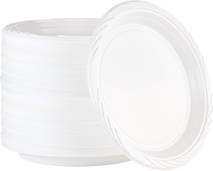 400 Count Disposable 10 Inch White Plastic Dinner Plates Extra Large