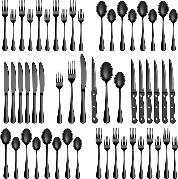 36 Pcs Black Silverware Set by MUTNITT