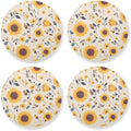 Sunflower Cow Leather Skin Brown Pattern Round Coasters by KLL