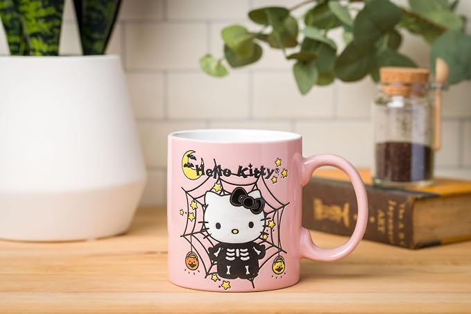 Silver Buffalo Sanrio Hello Kitty Web, Wax Resist Ceramic Pottery Mug, 20oz | - Image 5