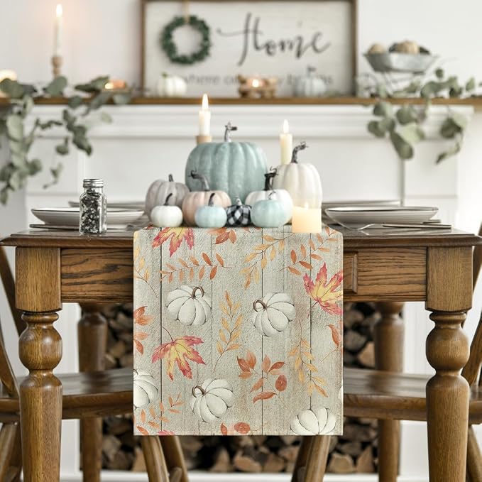 Artoid Mode 210 GSM Fall Table Runner 13x60 Inch Home Party Decor | Pumpkins - Image 2