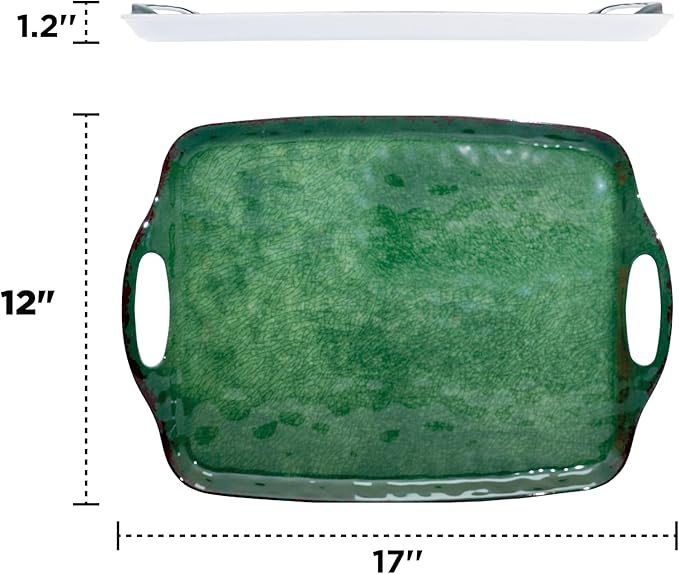 TP Melamine Serving Trays with Handles, 17” x 12”, Retro Green | Rectangular - Image 4