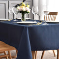 maxmill Jacquard Tablecloth Swirl Design Spillproof Wrinkle Free Heavy Weight Soft Table Cloth Decorative Fabric Table Cover for Outdoor and Indoor Use Oblong 60 x 120 Inch Navy Blue